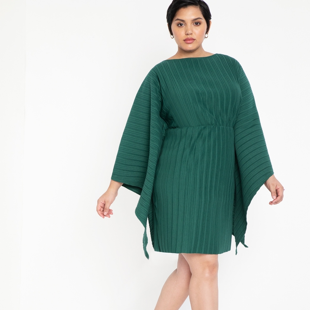 NWT Eloquii Drama Sleeve Dress - Trekking Green